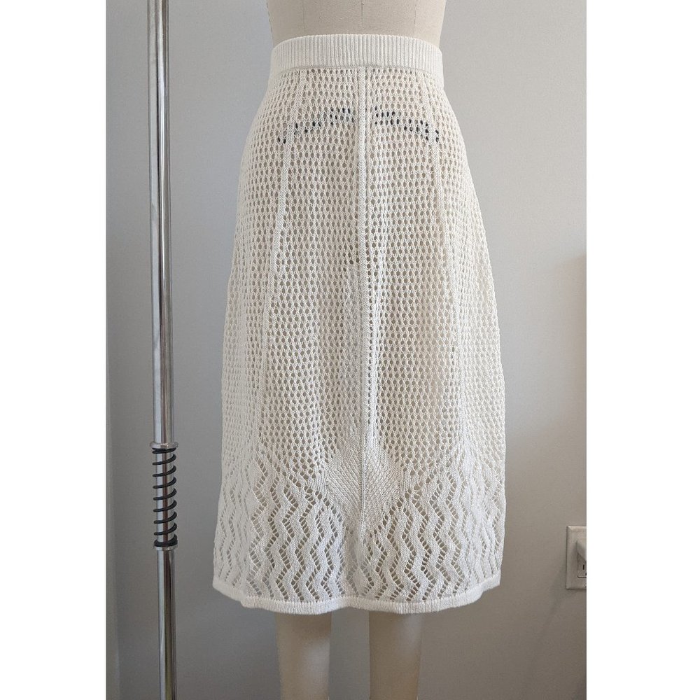 BCBGMAXAZRIA White Crochet Knit Skirt Size S